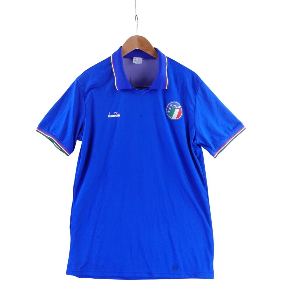 Vintage Diadora Italy Mens L Roberto Baggio 10 Jersey Blue Made in Italy FIGC
